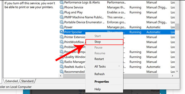 4. Cách Ngừng Lệnh In Trên Windows 10 Khi Không Thể Hủy Thông Qua 