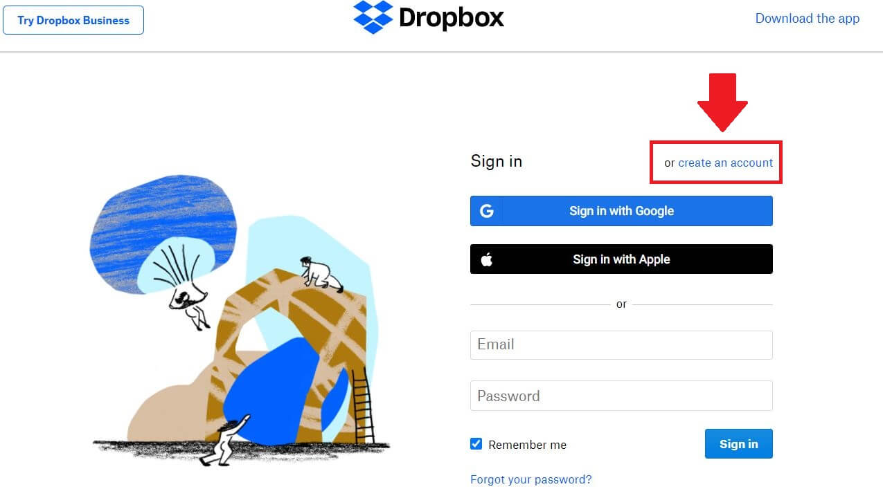 Cách đăng ký tạo tài khoản Dropbox