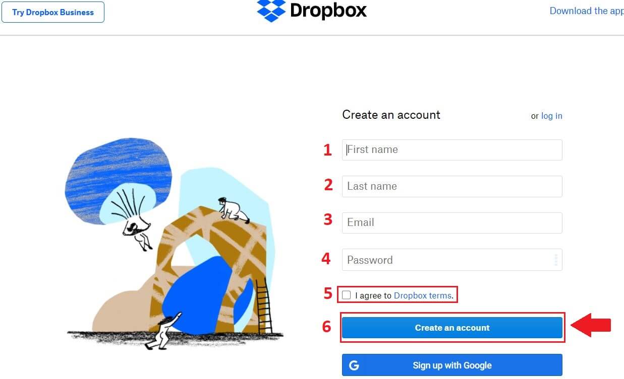 Cách đăng ký tạo tài khoản Dropbox