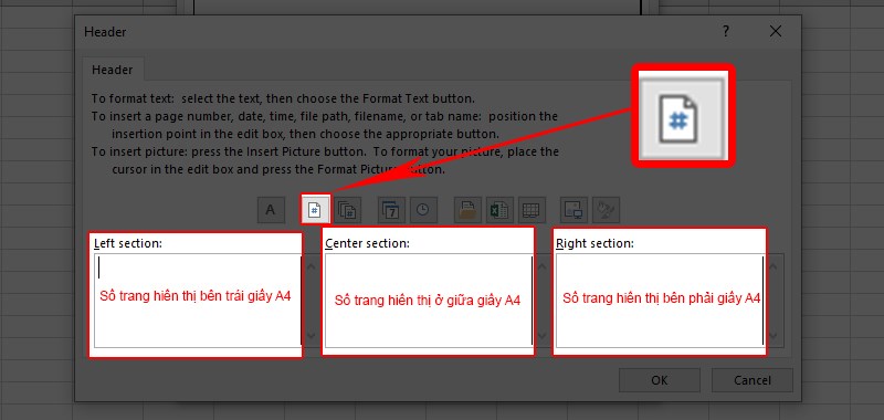 Cách đánh số trang Excel