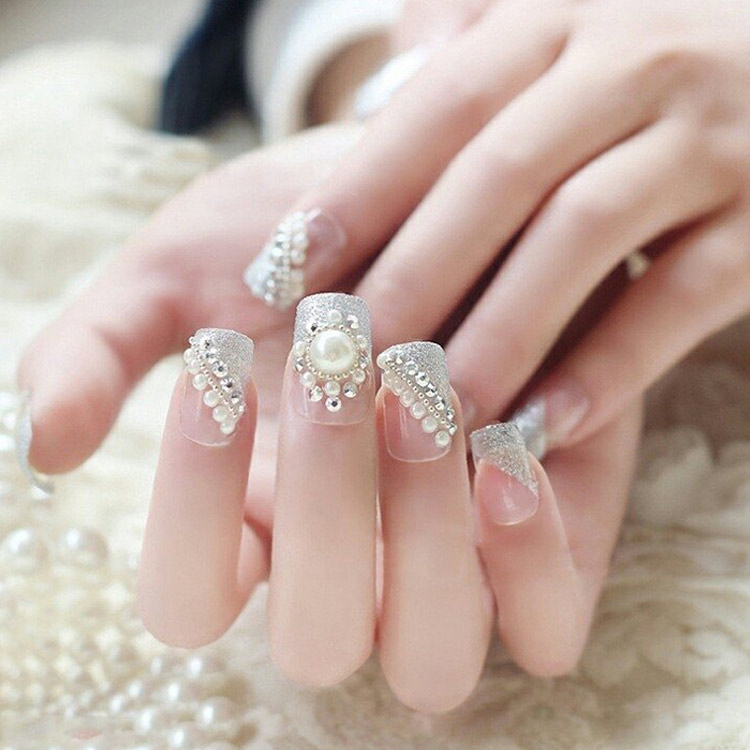 Bộ 24 móng tay giả nail đính đá đẹp WR  Shopee Việt Nam