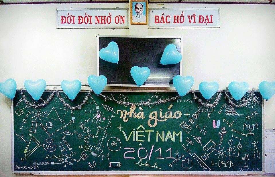 Mẫu trang trí bảng lớp học đẹp bằng phấn màu ngày 8/3 - META.vn