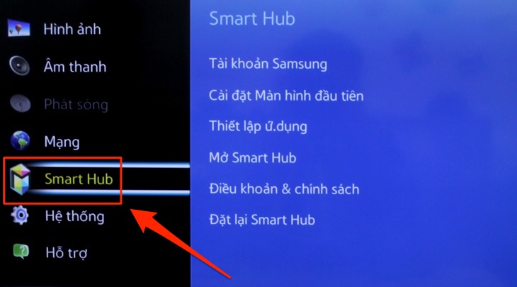 Nhấn chọn “Smart Hub” Nhấn chọn “Smart Hub”