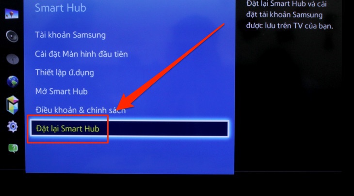 Nhấn chọn “Đặt lại Smart Hub” Nhấn chọn “Đặt lại Smart Hub”