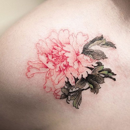 Hình Xăm Hoa Mẫu Đơn: Ý Nghĩa Và Mẫu Tattoo Mini Đẹp Ở Chân, Tay, Lưng,  Trên Vai