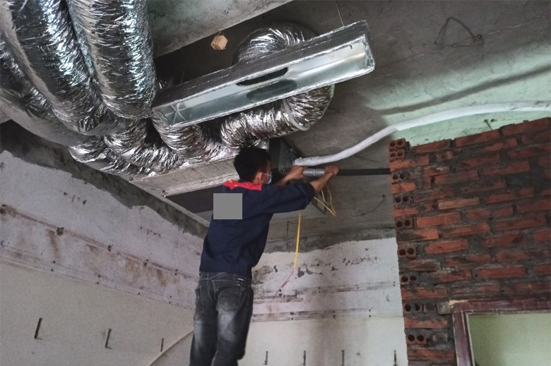 Cách thi công lắp đặt điều hòa âm trần nối ống gió