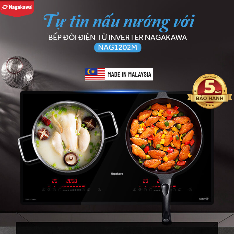 Bếp đôi điện từ Inverter Nagakawa NAG1202M