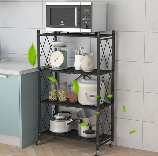 Kệ để đồ gấp gọn đa năng sơn đen cao cấp 4 tầng Vando