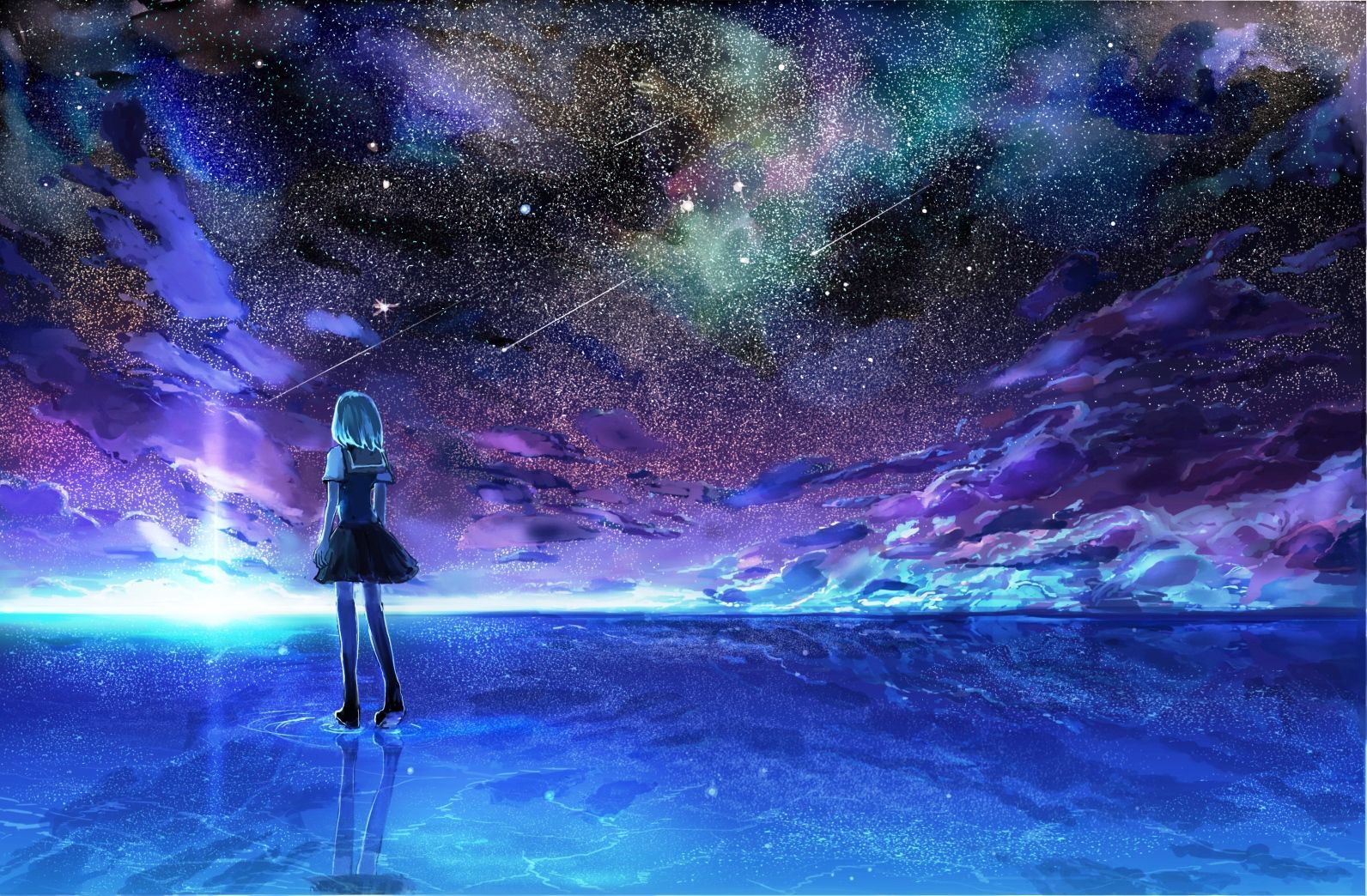 Hình ảnh bầu trời đêm anime 3D sẽ mang đến cho bạn một trải nghiệm giải trí tuyệt vời. Các nhân vật từ thế giới anime sẽ xuất hiện trên nền bầu trời đầy sao sáng lấp lánh. Bạn sẽ cảm thấy chìm đắm trong thế giới giả tưởng đầy màu sắc và đầy ma mị.