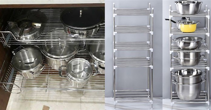 3 Mẫu giá, kệ inox để xoong nồi bền bỉ, bóng đẹp, chất lượng