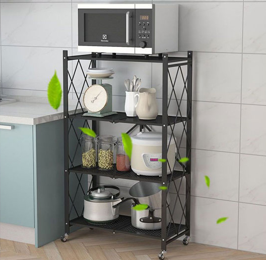 Kệ để đồ gấp gọn đa năng sơn đen cao cấp 4 tầng Vando