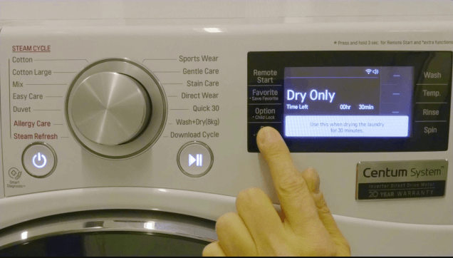 Tính năng chỉ sấy (Dry only) của máy giặt sấy LG