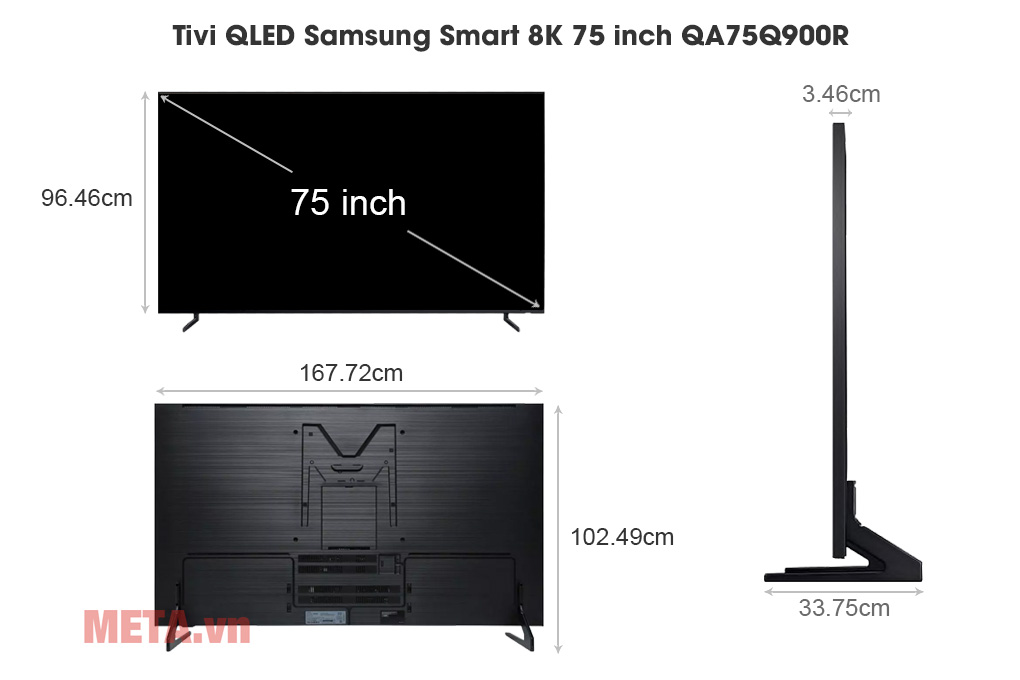 Kích thước Smart Tivi Samsung QLED 75 inch QA75Q9FAMKXXV