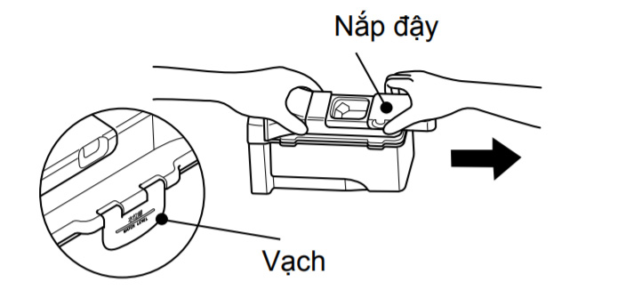Mở nắp và cho nước vào bình làm đá