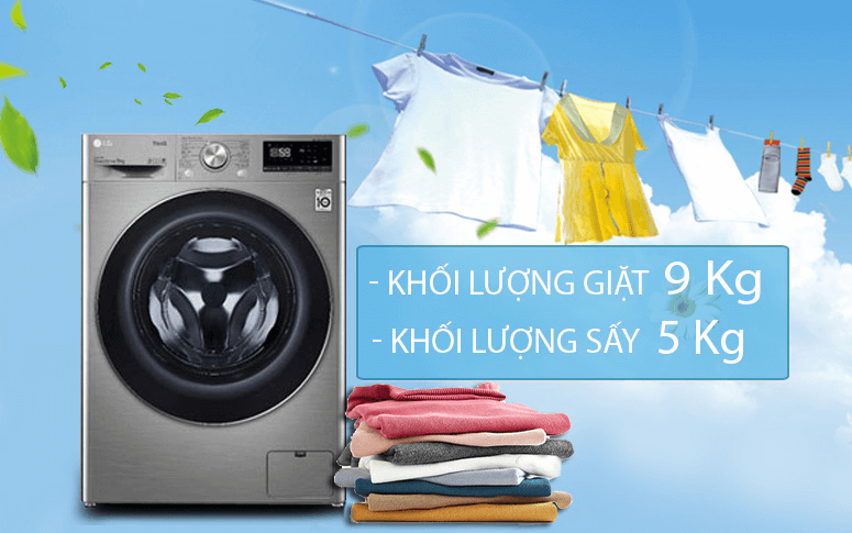 Máy giặt sấy khô không cần phơi LG FV1409G4V