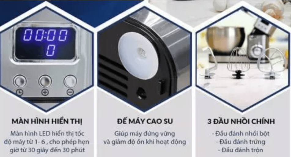 Máy trộn bột Unie được trang bị nhiều tiện ích