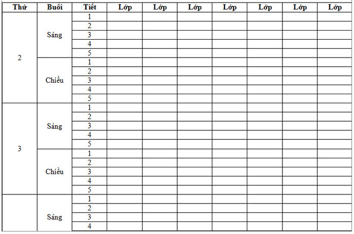 Mẫu thời gian biểu đẹp trong Excel