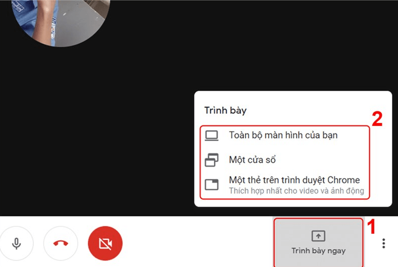 Google Meet hỗ trợ chia sẻ màn hình
