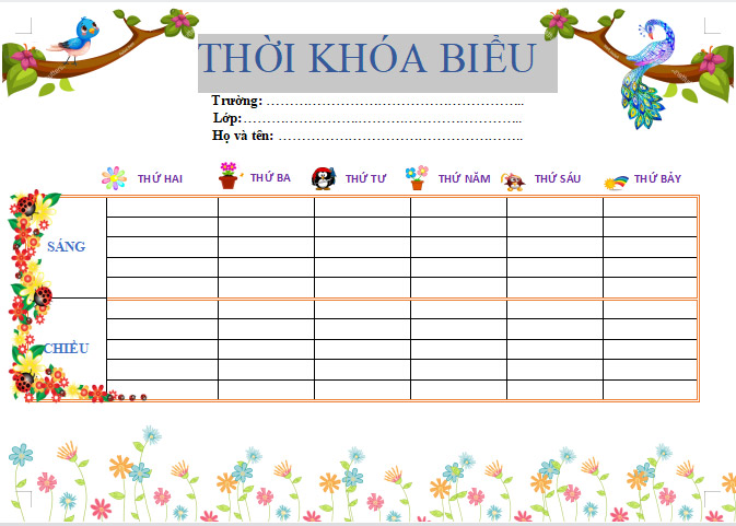 Một thời khóa biểu đẹp và sắp xếp khoa học trong file Word hoặc Excel sẽ giúp lớp học của bạn trở nên đơn giản hơn để theo dõi.