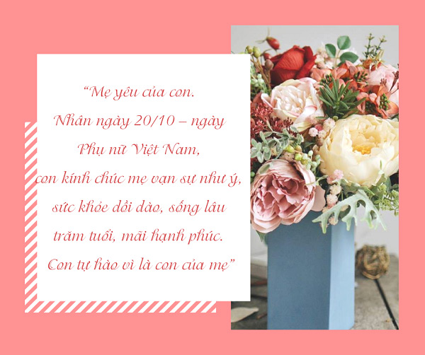 Chúc mừng 20/10: Chúc mừng ngày phụ nữ Việt Nam! Hãy tỏ lòng biết ơn và tôn vinh những phụ nữ trong cuộc sống của bạn. Hãy đến với chúng tôi để lựa chọn những bó hoa tươi thắm, những món quà ý nghĩa, và những lời chúc chân thành nhất để gửi đến người phụ nữ bạn yêu quý.