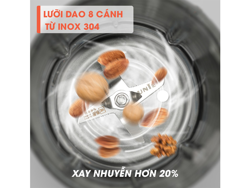 Khả năng xay của máy làm sữa hạt Unie V8S cực nhanh và ổn định