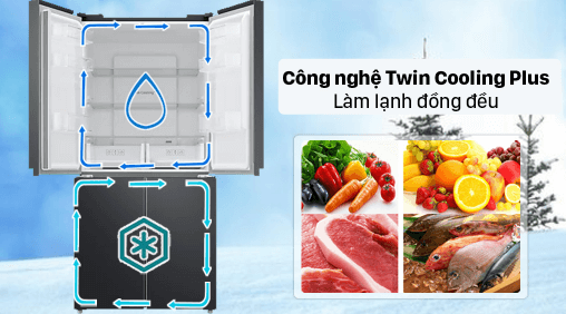 Tủ lạnh Samsung Multidoor 488L trang bị công nghệ dàn lạnh độc lập