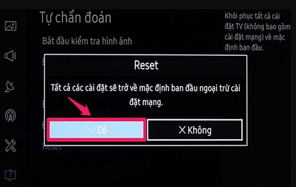 Khôi phục cài đặt gốc và thiết lập lại tivi để khắc phục tivi bị mất bàn phím ảo