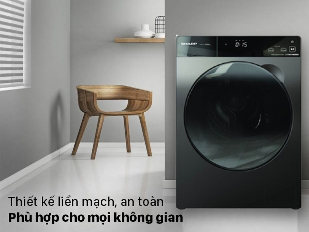 máy giặt Toshiba và máy giặt Sharp đều sở hữu thiết kế đơn giản, liền mạch, an toàn
