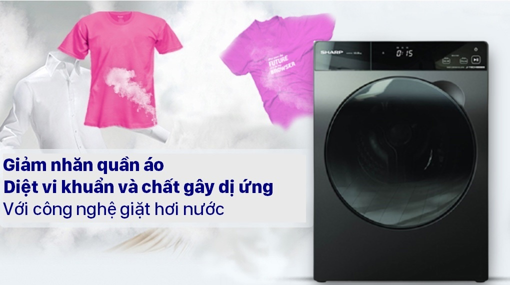 Chế độ giặt hơi nước trên máy giặt Sharp
