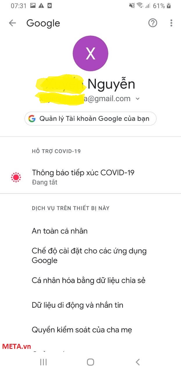 Đổi tên Google Meet từ tính năng "Cài Đặt" trên điện thoại