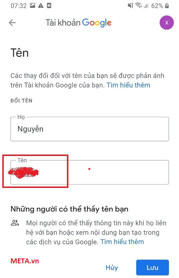 Đổi tên Google Meet từ tính năng "Cài Đặt" trên điện thoại