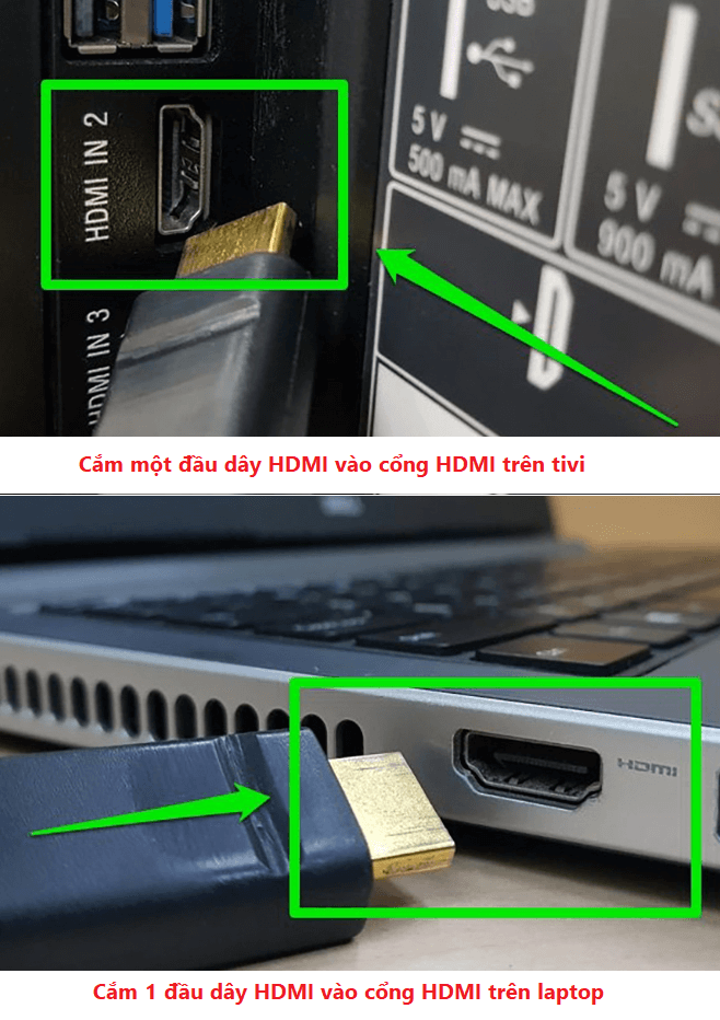 Cách kết nối laptop với tivi qua cổng HDMI