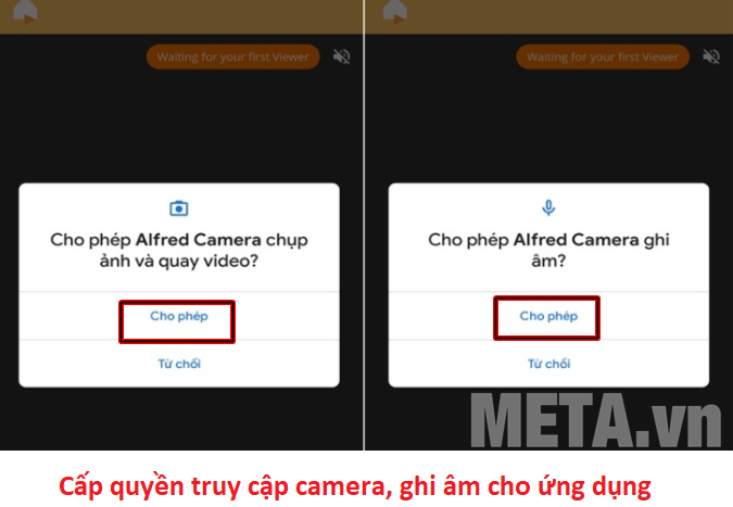 Cấp quyền cho Alfred về điện thoại để biến điện thoại thành camera