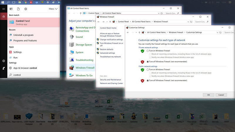 Tắt tường lửa Windows Firewall