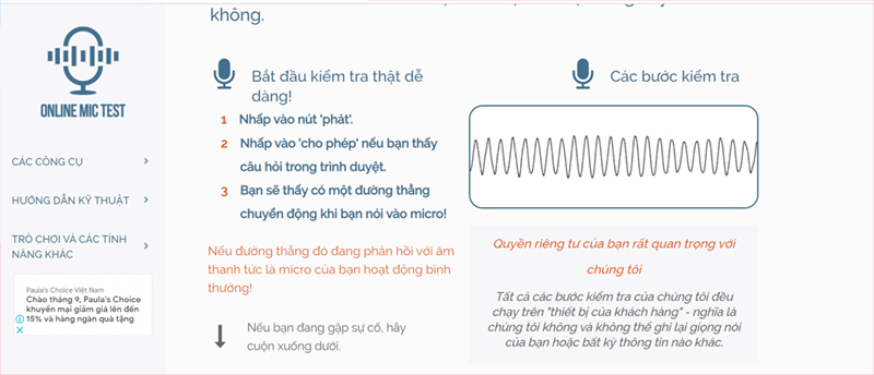 Test mic Win 10 Online