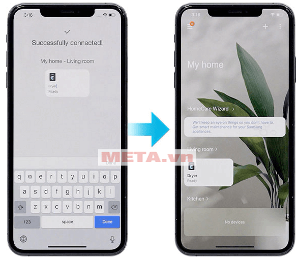 Chờ một chút để máy sấy được đăng ký với tài khoản Samsung của bạn