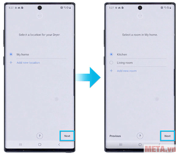 Kết nối điện thoại với máy sấy quần áo Samsung