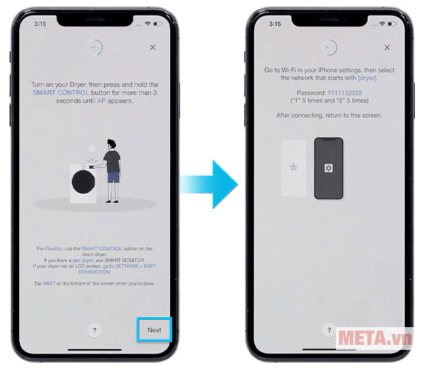 Đổi tên máy sấy Samsung trên smartphone dùng hệ điều hành iOS