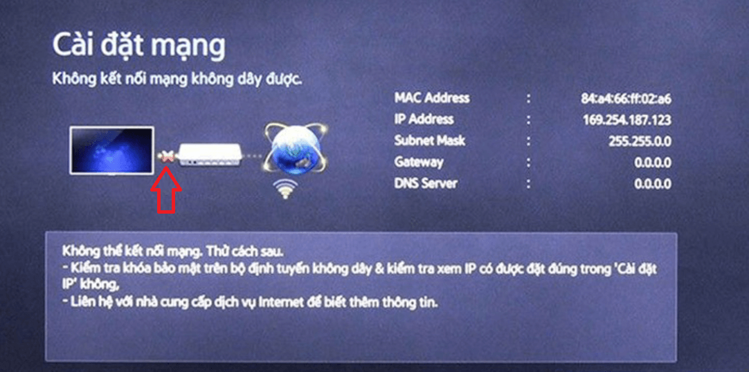 Tivi Samsung chưa được kết nối với modem