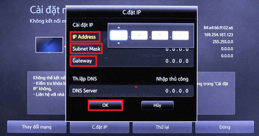 Kiểm tra tivi Samsung có nhận địa chỉ IP không?