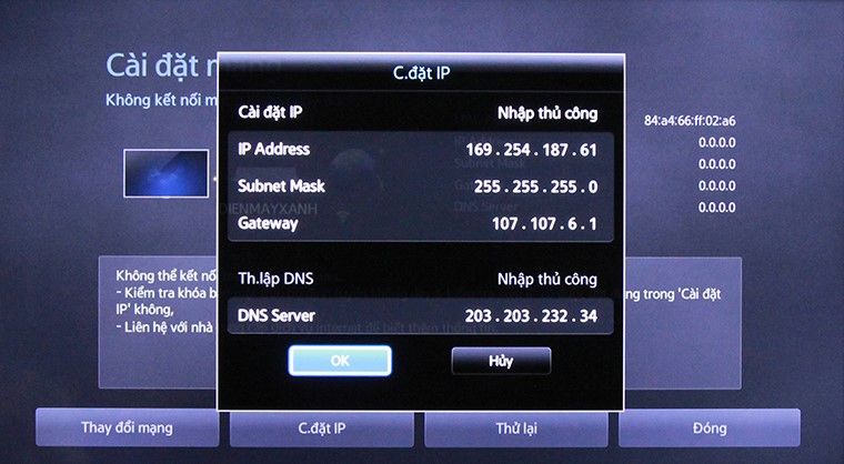 Wifi không có quyền truy cập Internet trên tivi Sony