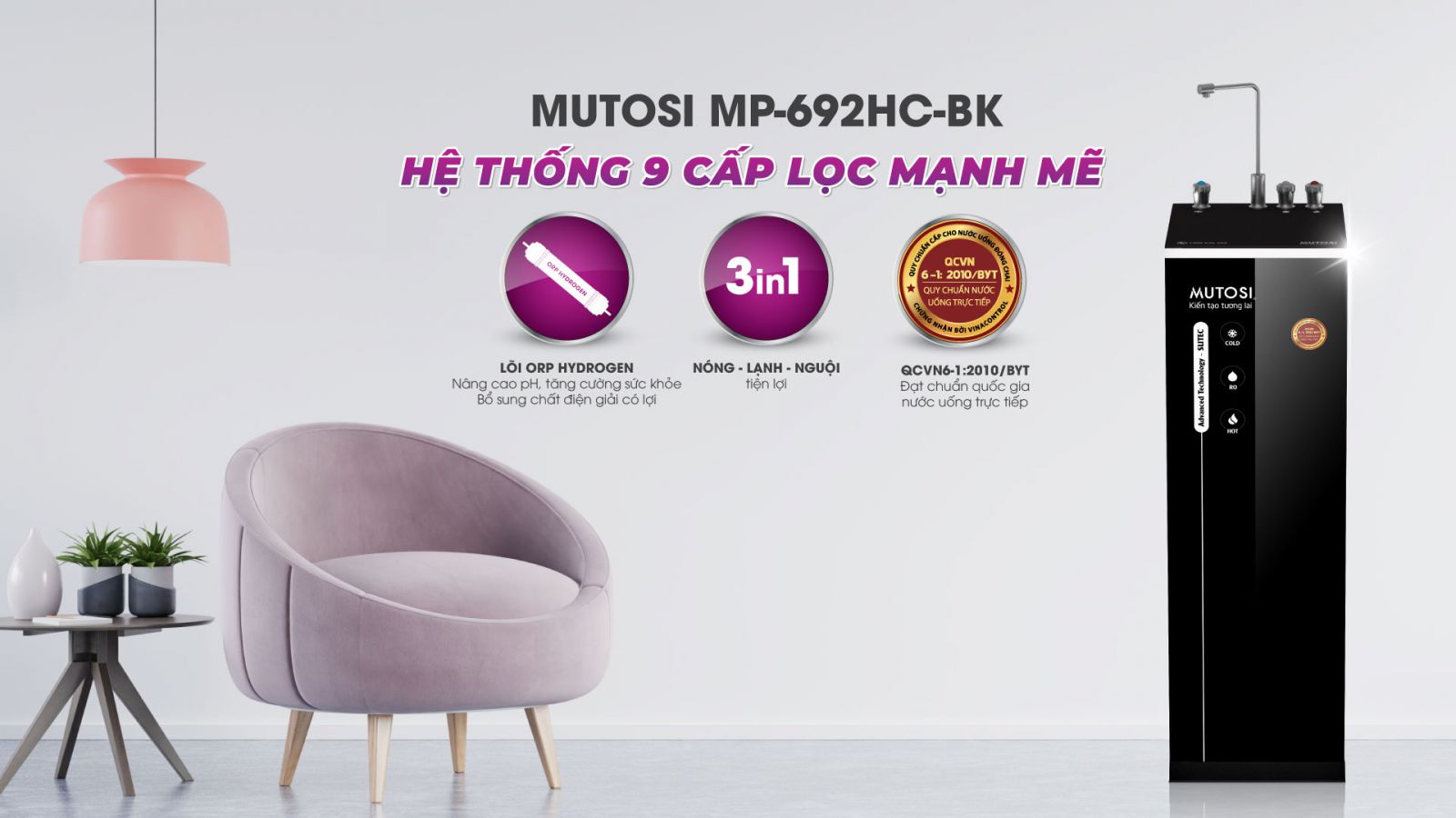 Hệ thống lõi lọc của máy lọc nước Mutosi