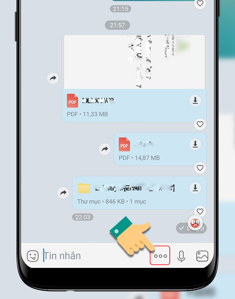 ại cuộc trò chuyện, bạn nhấn vào biểu tượng ba dấu chấm