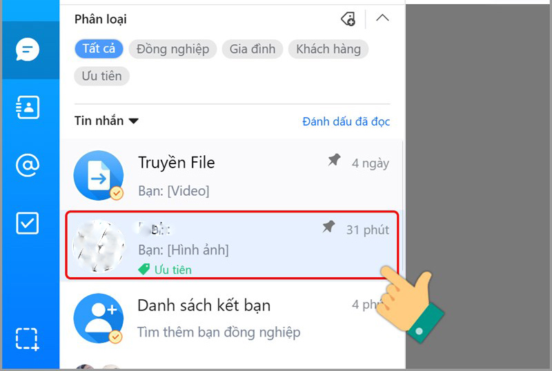 Mở cuộc trò chuyện bạn cần gửi file Word, file Excel, file PDF, Powerpoint