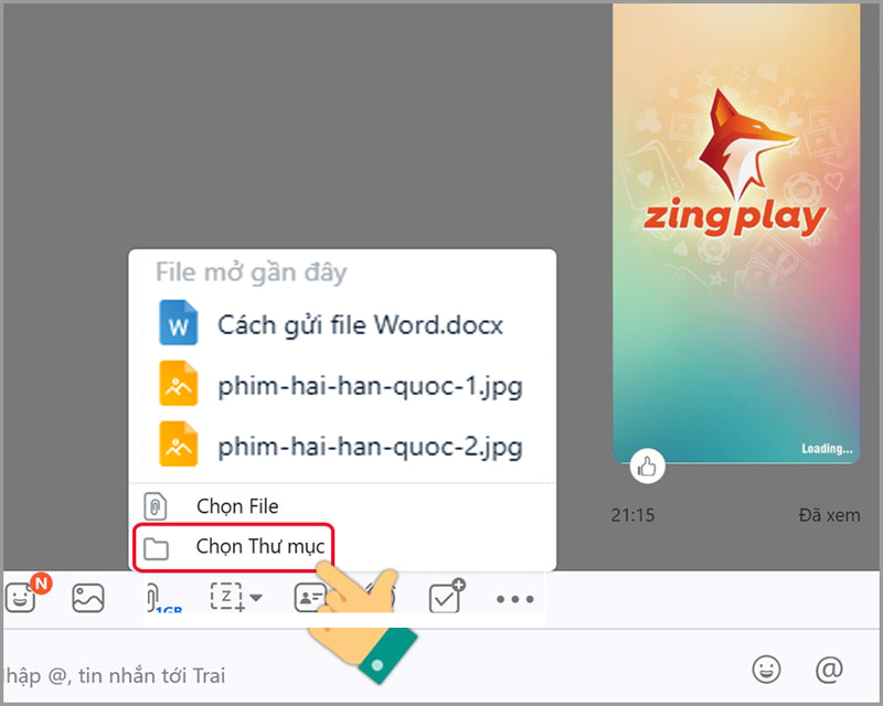 Chọn thư mực bạn muốn gửi