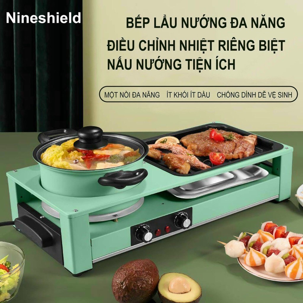 Review nồi lẩu nướng 2 trong 1 Nine Shield