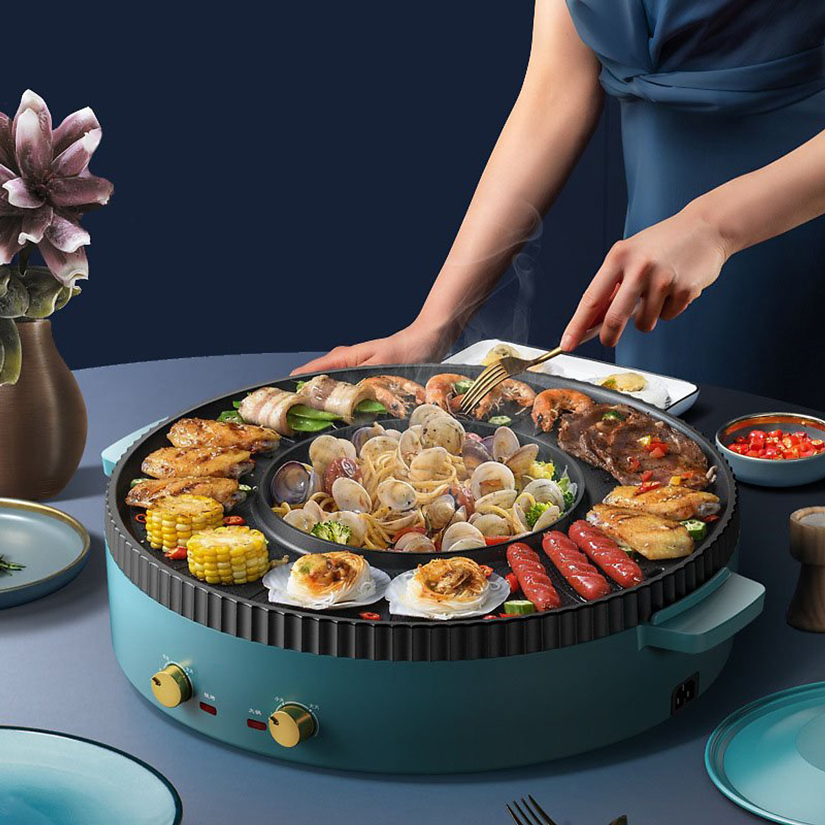 Bếp lẩu nướng Nine Shield 2 trong 1