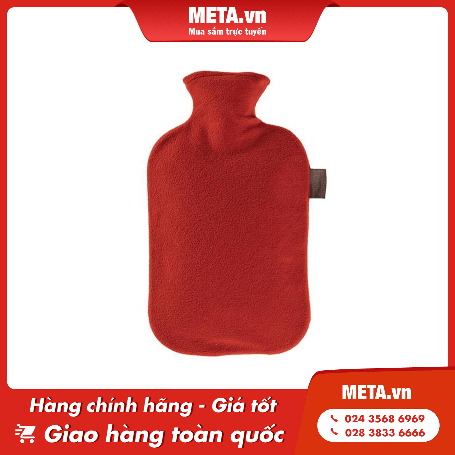 Túi chườm nóng lạnh Fashy 6530-42 bọc lông cừu màu đỏ