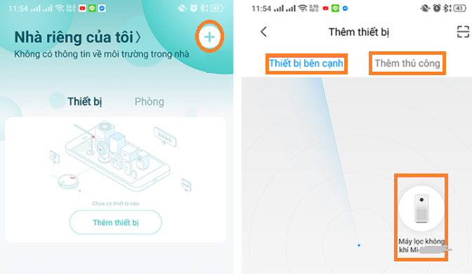 Kết nối máy lọc không khí với điện thoại