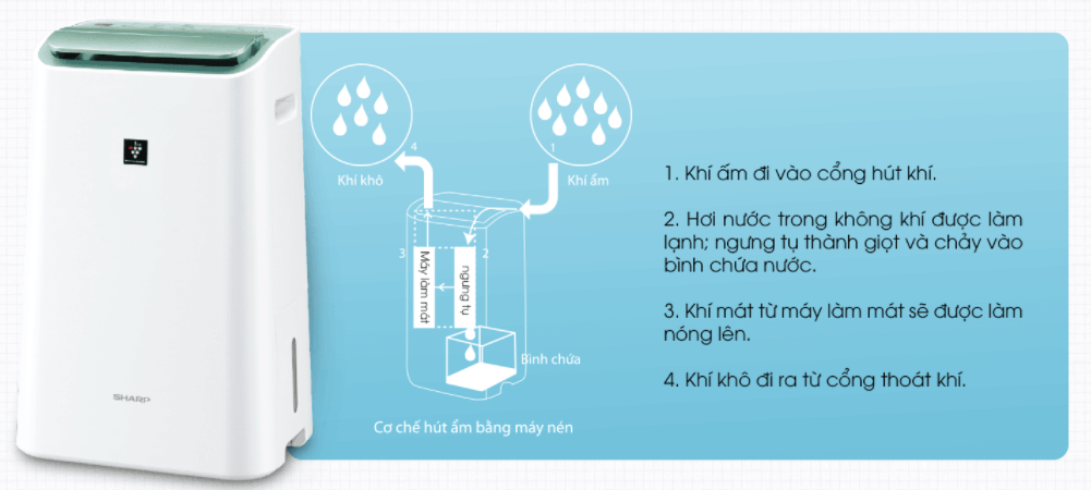 Máy lọc không khí hút ẩm giúp căn phòng luôn khô thoáng, dễ chịu